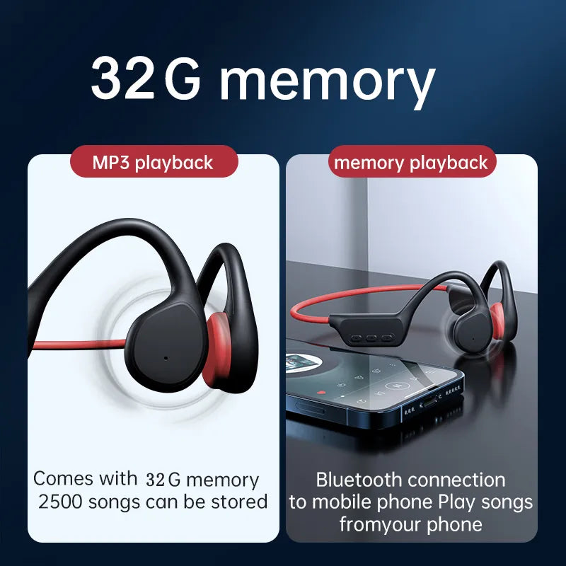 Bone Conduction Earphones Bluetooth Wireless IPX8 Waterproof MP3 Player Hifi Ear-hook Headphone With Mic Headset For Swimming Bone Conduction Earphones Bluetooth Wireless IPX8 Waterproof MP3 Player Hifi Ear-hook Headphone With Mic Headset For Swimming